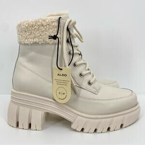 ALDO NWOT Marni Lace Up Lug Sole Boot White Size 9 Waterproof Chunky